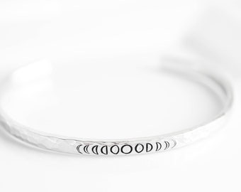Moon Phase Cuff Bracelet, Lunar Jewelry Gift