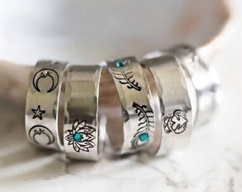 Adjustable Stacking Rings, Claddagh Ring, Silver Moon Ring, Layering Jewelry