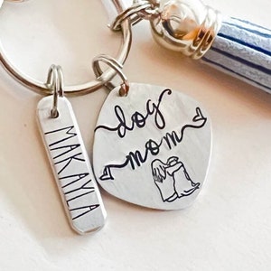 Personalized Dog Mom Keychain, Fur Mama, Dog Papa, Dog Dad image 1