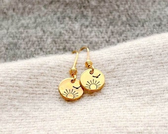 Gold Sunburst Earrings, Summer Jewelry Accessories