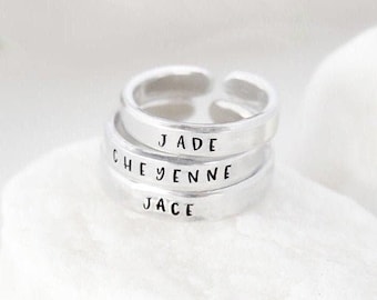 Stacking Name Rings, Rings For Women, Christmas Under 20, Gifts For Mom, Personalized Jewelry