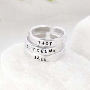 Stacking Name Rings, Rings For Women, Christmas Under 20, Gifts For Mom, Personalized Jewelry