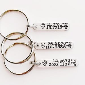 Custom Coordinates Keychain, Latitude and Longitude Gift, Map Pin