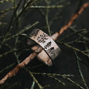Tree Ring, Adjustable Rings for Women, Silver Nature Ring, Hypoallergenic Jewelry, Botanical, Forest