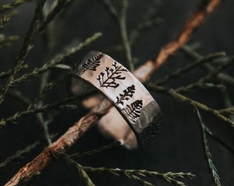 Anillo de árbol, anillos ajustables para mujer, anillo de plata natural, joyería hipoalergénica, botánico, bosque