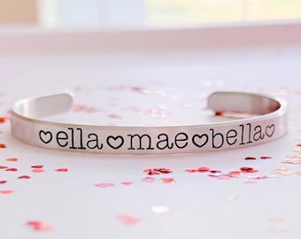 Custom Name Bracelets, Mom Bracelet, Grandma Cuff, Kids Name Jewelry