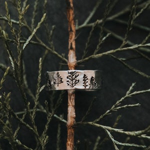 Nature Rings, Silver Rings For Women, Unique Christmas Gifts, Forest Jewelry, Pine Tree, Tarnish Free, Adjustable, Hypoallergenic image 7