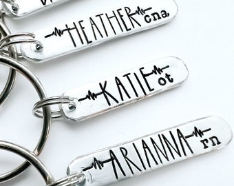 Custom Nurse Keychain, Graduation Gift for RN, CNA, OT, Personalized Hospital Staff Appreciation