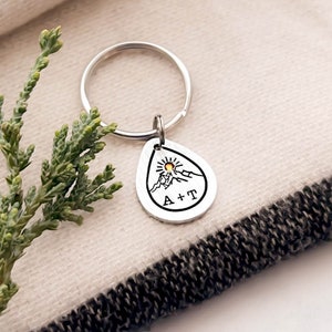 Personalized Mountain Keychain, Monogram Initial Keyring