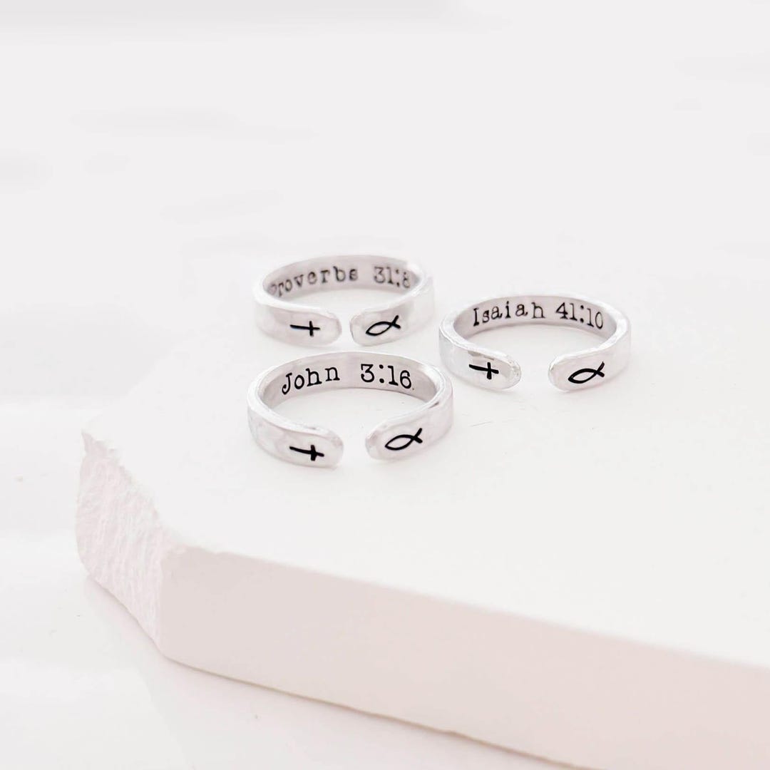 Custom Bible Verse Rings, Christian Jewelry Gifts - Etsy