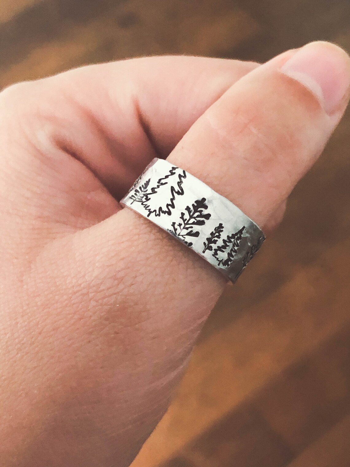 Tree Ring Forest Ring Rings For Men Silver Adjustable Ring Etsy
