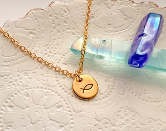 Ichthus Symbol Necklace, Religious Gift, Elegant Christian Jewelry