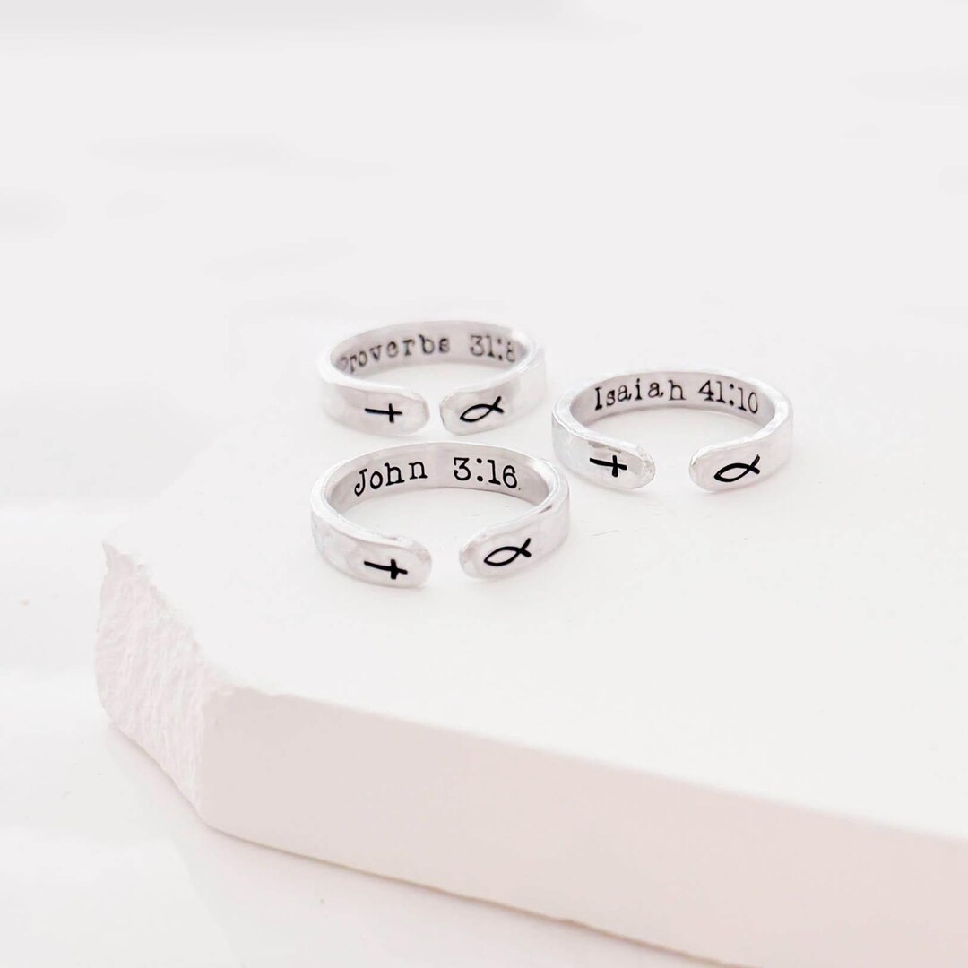 Custom Bible Verse Rings, Christian Jewelry Gifts - Etsy