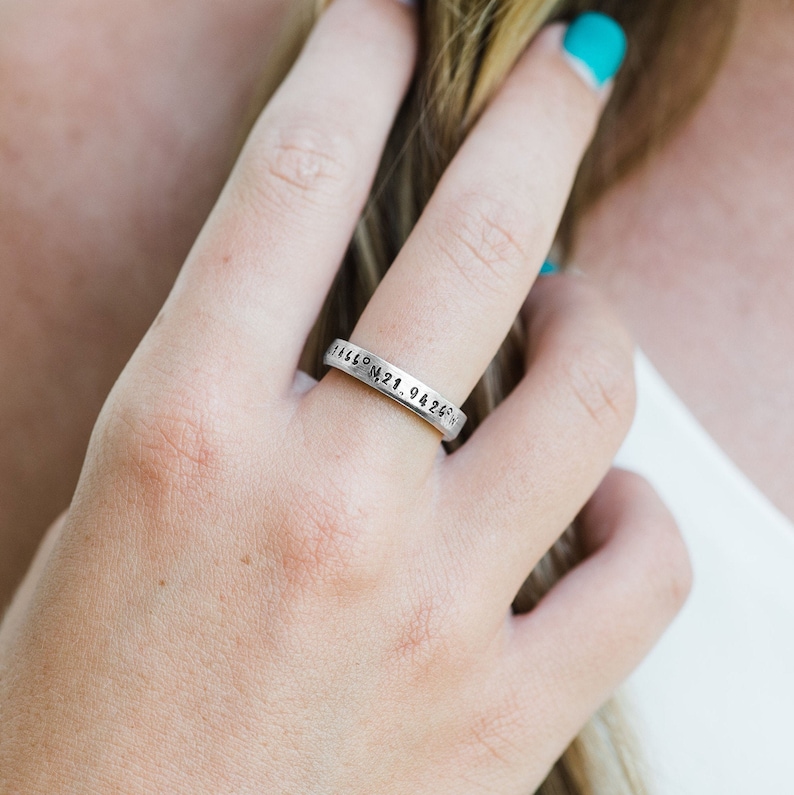 Dainty Adjustable Rings Personalized Coordinate Jewelry New Home Gifts Coordinates Ring Latitude Longitude Jewelry