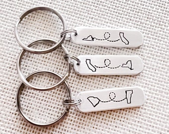 US States Keychain, Custom Moving Away Gift, Choose up to 3 states