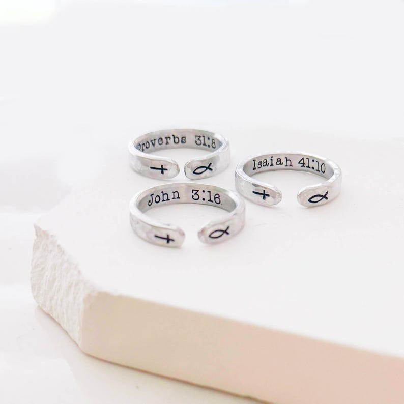 Custom Bible Verse Rings, Christian Jewelry Gifts - Etsy