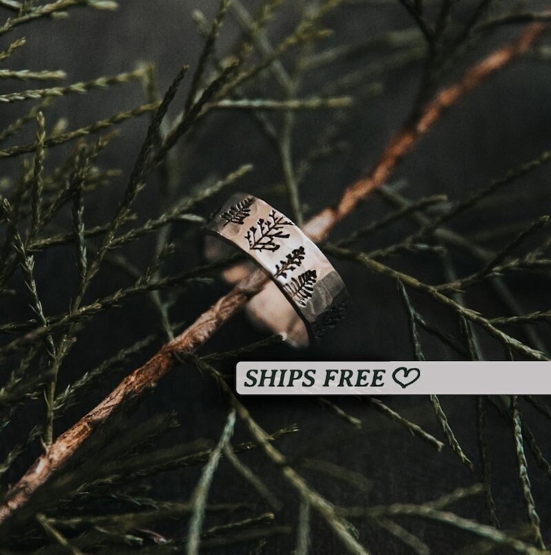 Nature Rings, Silver Rings For Women, Unique Christmas Gifts, Forest Jewelry, Pine Tree, Tarnish Free, Adjustable, Hypoallergenic image 9
