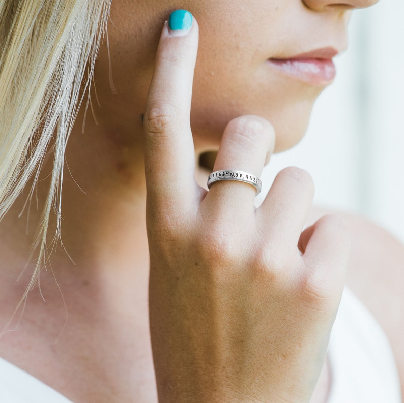 Dainty Adjustable Rings Personalized Coordinate Jewelry New Home Gifts Coordinates Ring Latitude Longitude Jewelry