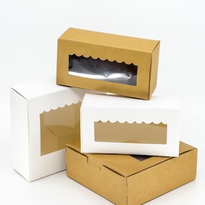 10x Kraft Cardboard Boxes White Brown Wedding Favour Food Catering Container