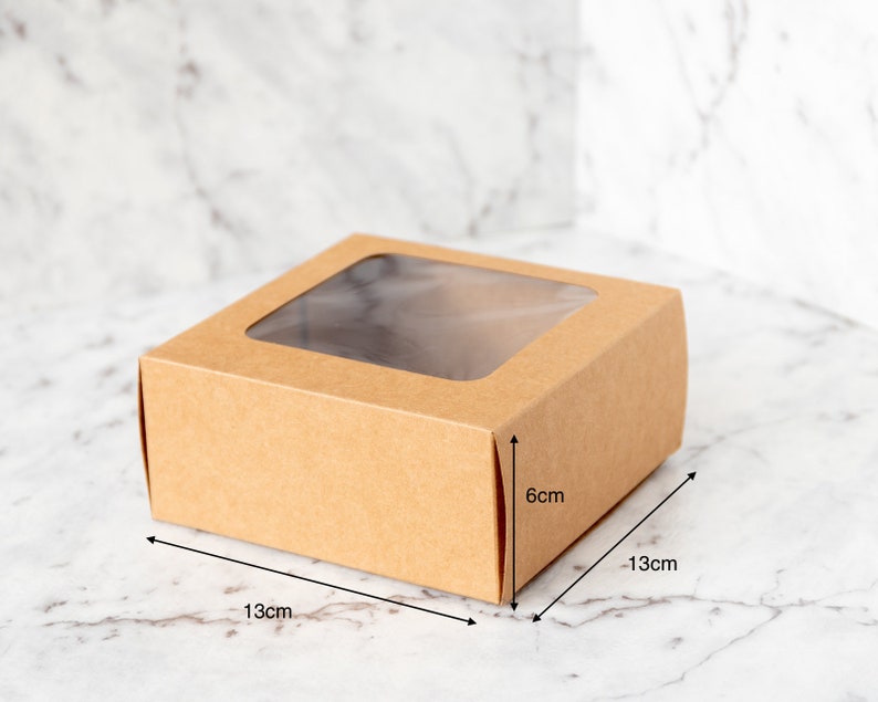 50x Kraft Paper Cupcake Box Brown Cardboard Clear Window Long Etsy