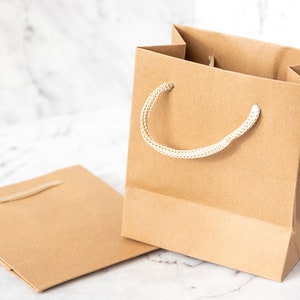 50x Kraft Brown Paper Carry Bags with Handle Wedding Party Favour/Bomboniere