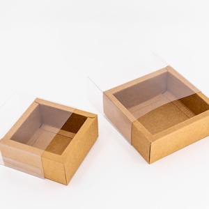 50x Clear PVC Cardboard Drawer Box White Brown Kraft Container Wedding Bomboniere Party Favour Jewellery Cupcake Food Accessories Packaging