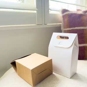 10x BROWN/WHITE 10x6x15.5cm Kraft DIY Paper Party Bag Cookie/Biscuit Favour Boxes