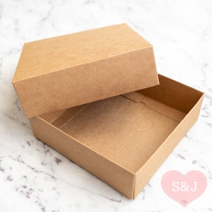 10x Kraft Cardboard Lid Base Boxes Brown White Black Gift Cake Food Jewellery Container Plain Packaging - Many Sizes