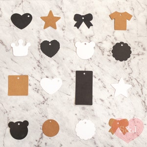 50pcs DIY kraft paper tags - Brown Black White - Many designs