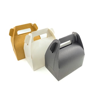 50x 11x8x15cm 16x9x16cm White Brown Black Gable Cupcake Cardboard Box Handle Birthday Party Favour Wedding Bomboniere