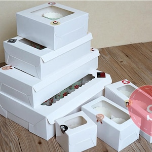 10x White Cupcake DIY Cardboard Boxes 1 2 4 6 hole holder insert food packaging container window holder wedding birthday party favour