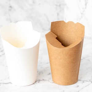 10x Brown White 6x11x8cm Cardboard Paper Cup Kraft  Party Container Popcorn Chips Lolly