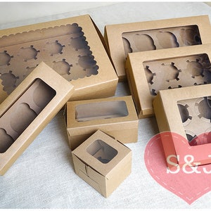 10x Kraft 1/2/3/4/6 holes cardboard DIY cupcake boxes food container window lid insert wedding birthday party favour/bombonieres