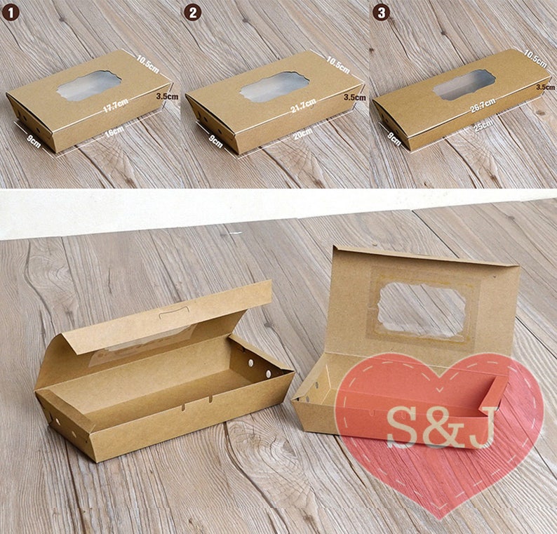 10x Kraft cardboard party food/cake takeaway box tray with lid Etsy