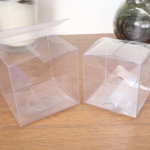 50pcs-clear/ Frost PVC Plastic Folding Packaging Small Square Box