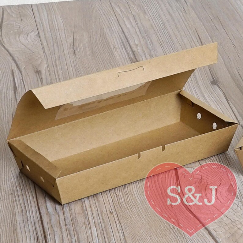 50x Kraft cardboard party food/cake takeaway box tray with lid Etsy