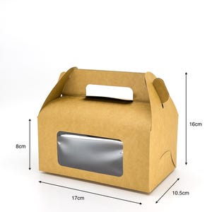 50 Pack - Gable Kraft Box Brown 17x10.5x16cm Cardboard Packaging Cake Catering Container Party Favour Wedding Birthday Bomboniere Gift Box