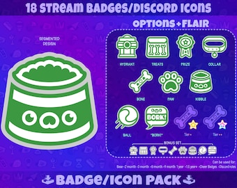Badge Twitch Green Dog: Pacchetto di badge per lo streaming, per kick su Twitch, YouTube, Discord, badge per abbonati, Bit Badges, icone / Download digitale