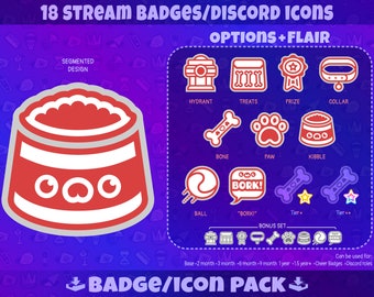 Badge Twitch Red Dog: Pacchetto di badge per lo streaming, per kick su Twitch, YouTube, Discord, badge per abbonati, Bit Badges, icone / Download digitale