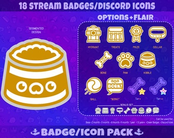 Yellow Dog Streamer Badges: Pacchetto di badge per lo streaming, per Twitch, kick, YouTube, Discord, badge per abbonati, badge Bit, icone / Download digitale