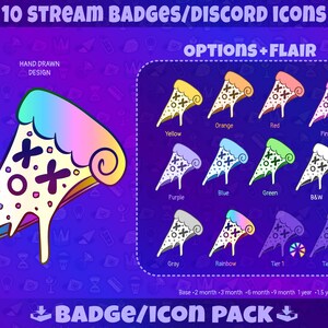 Twitch badge, Pizza badges, Youtube badges, Kick badge, Discord Icon, food badges, Pizza badge, pizza icon, bit badges, subscriber badge