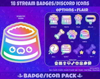 Badge per streamer Rainbow Dog: Pacchetto di badge per streamer per Twitch, kick, YouTube, Discord / Badge per abbonati, Bit Badges, Icone / Download digitale