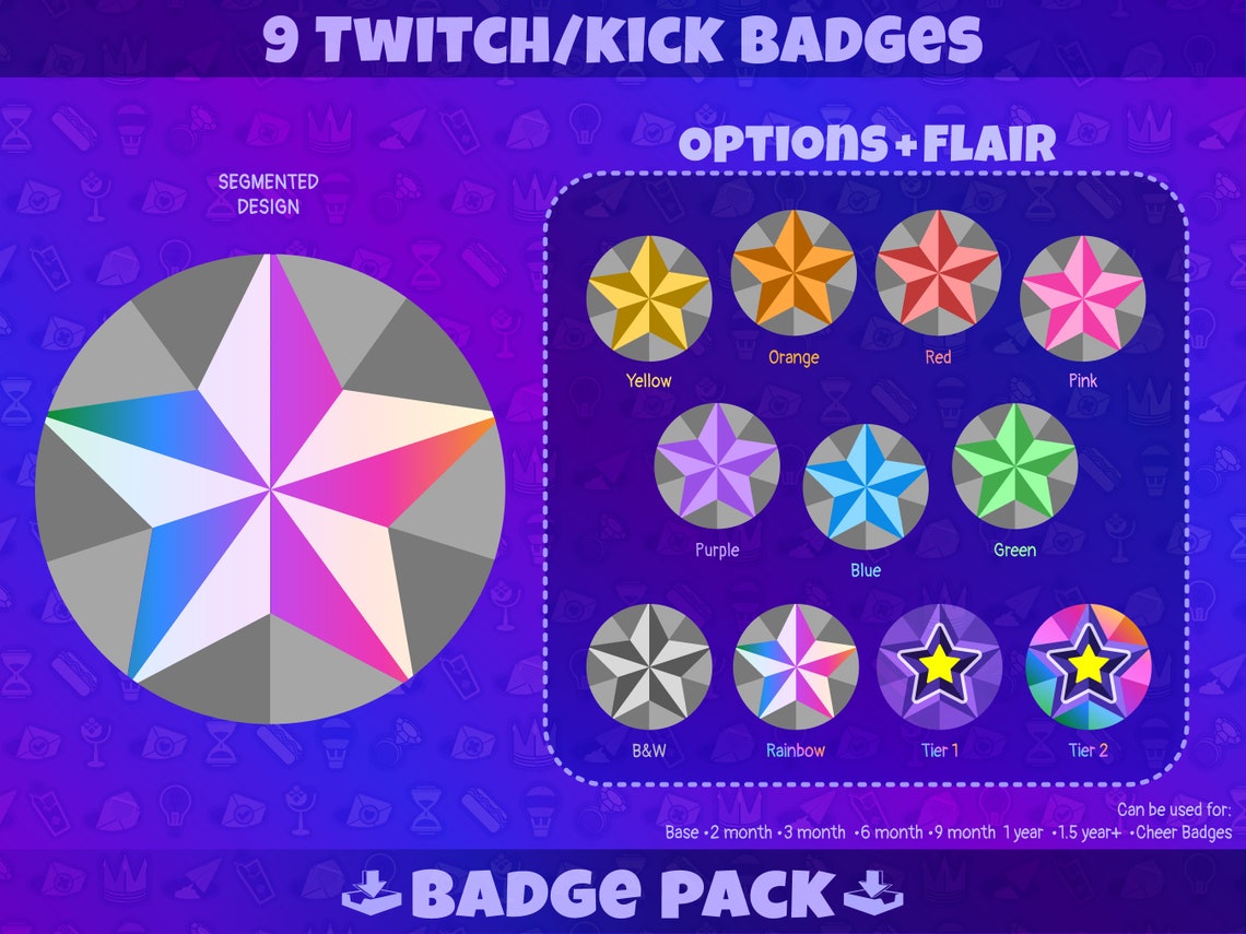 Origami Star Twitch Badges: Stream Badges Pack for Twitch Kick Youtube ...