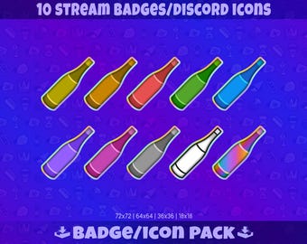 Badge Twitch in bottiglia: Pacchetto di badge per lo streaming per Twitch Kick YouTube Discord / Badge per abbonati Bit Badge Icone / Download digitale