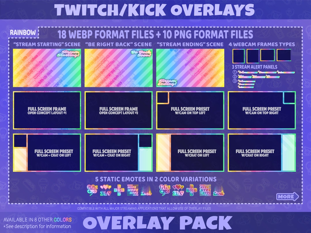 Rainbow Stream Overlay Pack for Twitch Kick Youtube | Stream Scenes ...