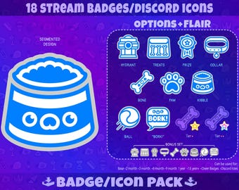 Blue Dog Twitch Badges: Pacchetto di badge per lo streaming su Twitch, per kick su YouTube, Discord, badge per abbonati, Bit Badges e icone / Download digitale