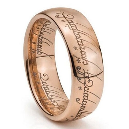 Rose Gold Lord of the Ring Laser Engrave Elvish Script Inside Etsy