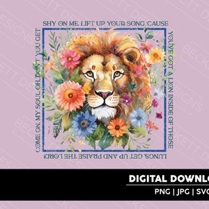 Spring Lion met dankbaarheid door Brandon Lake Lyrics Cut File | SVG | JPG | PNG | Cricut & silhouet snijden bestand | Bemoedigende ontwerpen | Downloaden
