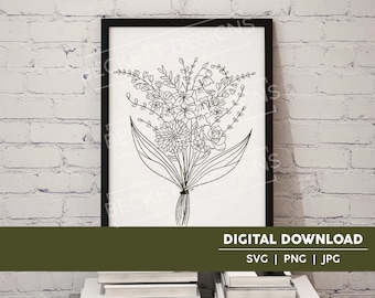 CUSTOMIZED* Family Bouquet | Digital Download | Cricut & Silhouette Cut File | Hand Drawn