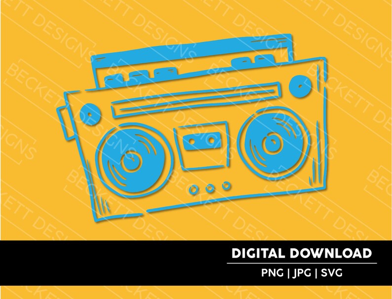 Blue Boombox Cut File | 80s Retro SVG, PNG, JPG (digital Download ...